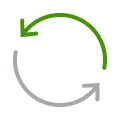 Two arrows in a circle pointing at the other's tail