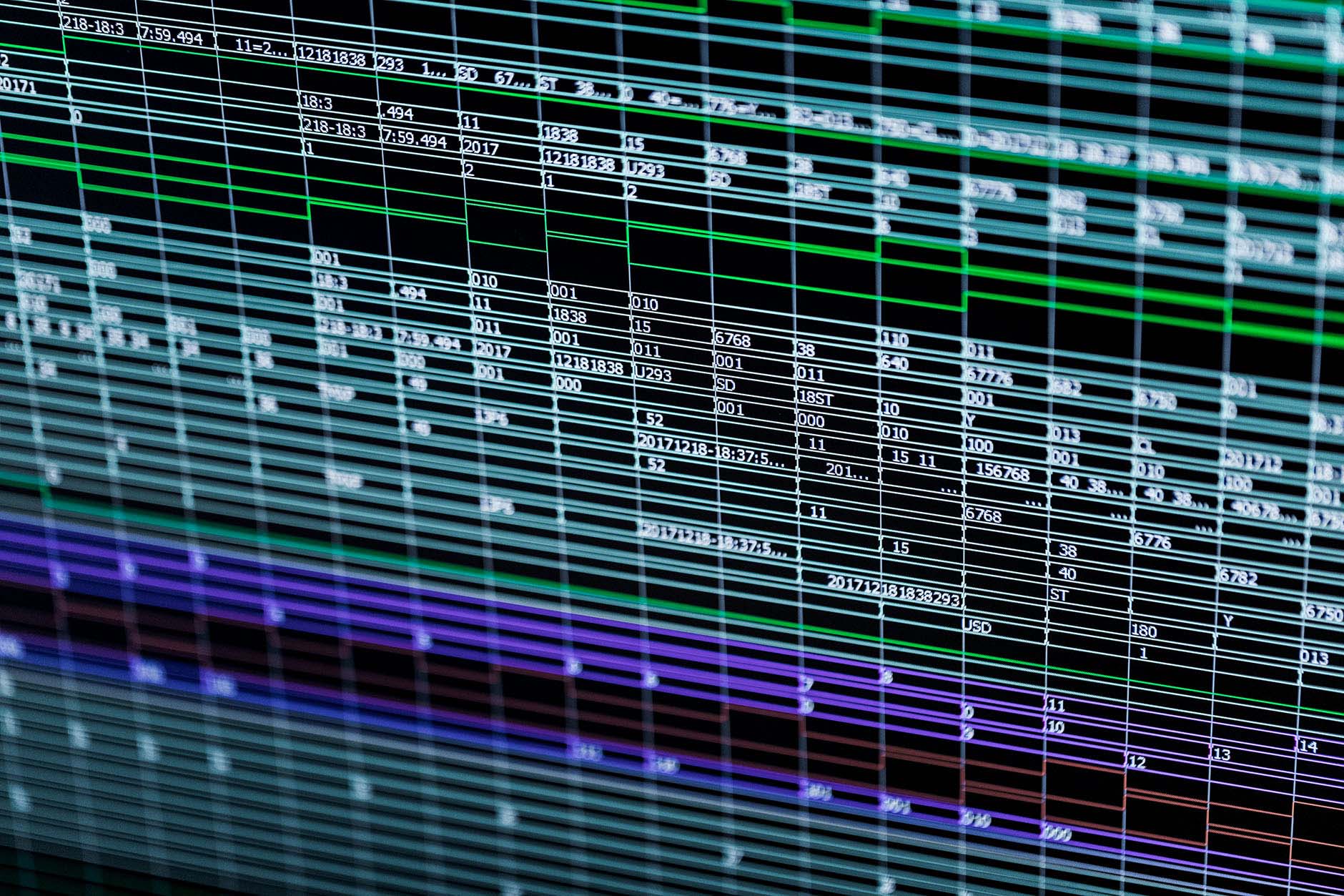 A close view of lines of detailed numerical data displayed on a computer screen.